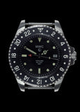MWC Stainless Steel GMT (Dual Time Zone) Military Watch with Sapphire Crystal and Ceramic Bezel on Silicon Band with 2 NATO Straps