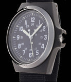 Replica MIL-W-46374C 1980s U.S pattern Military Watch  in Black on a Nylon Webbing Strap